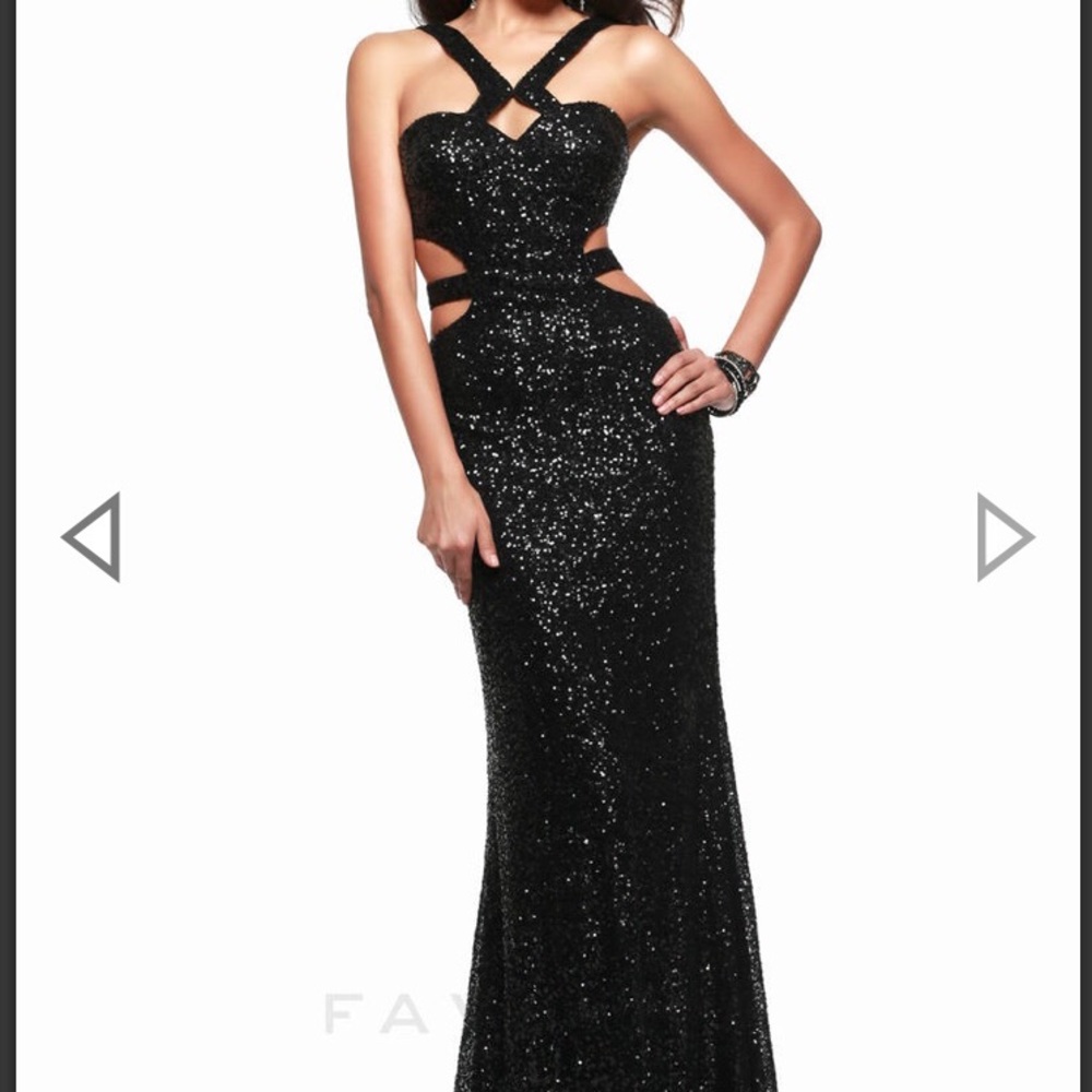 Black sequin Faviana formal gown